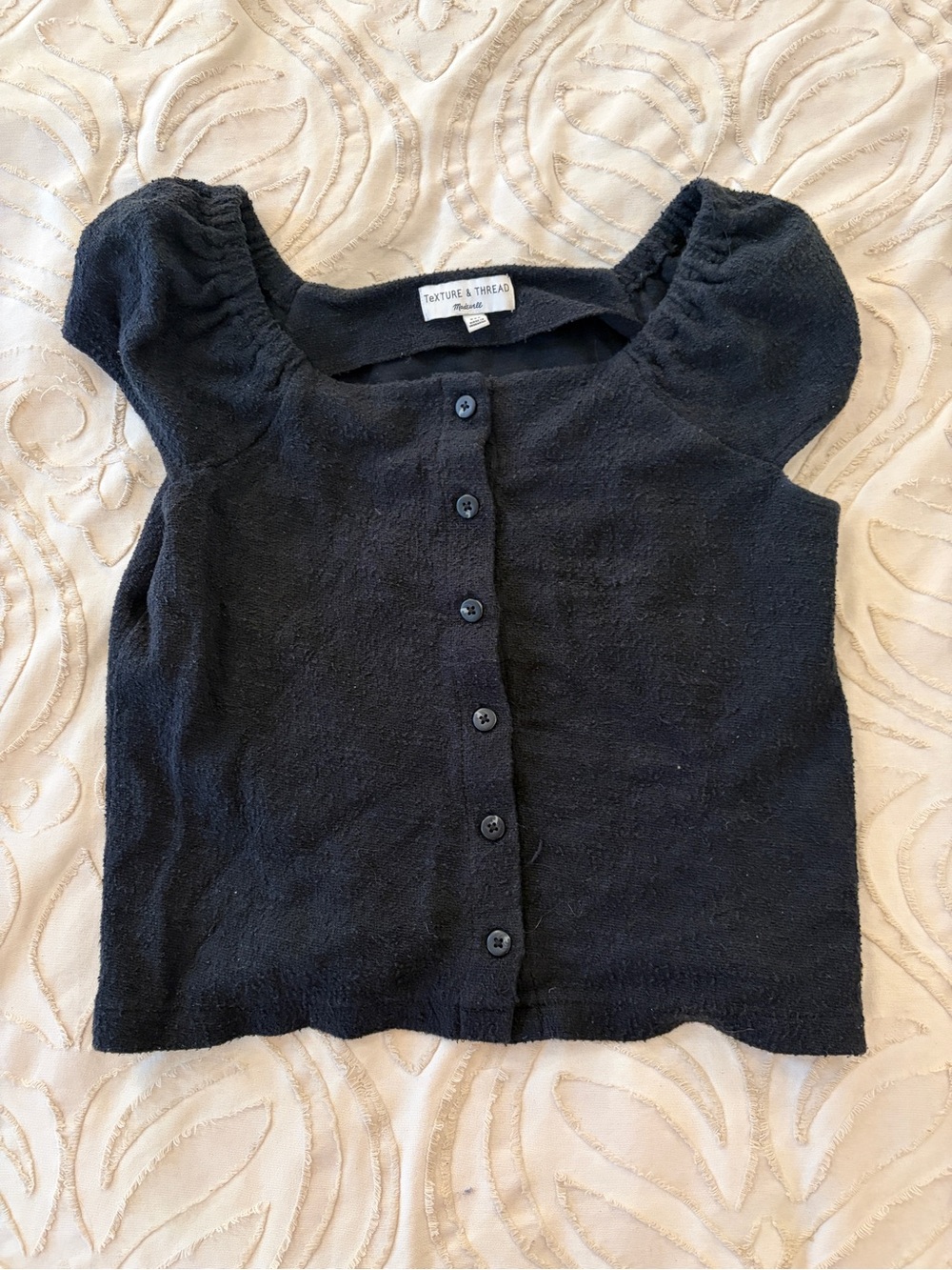 Madewell Black Puff Sleeve Button-Front Top